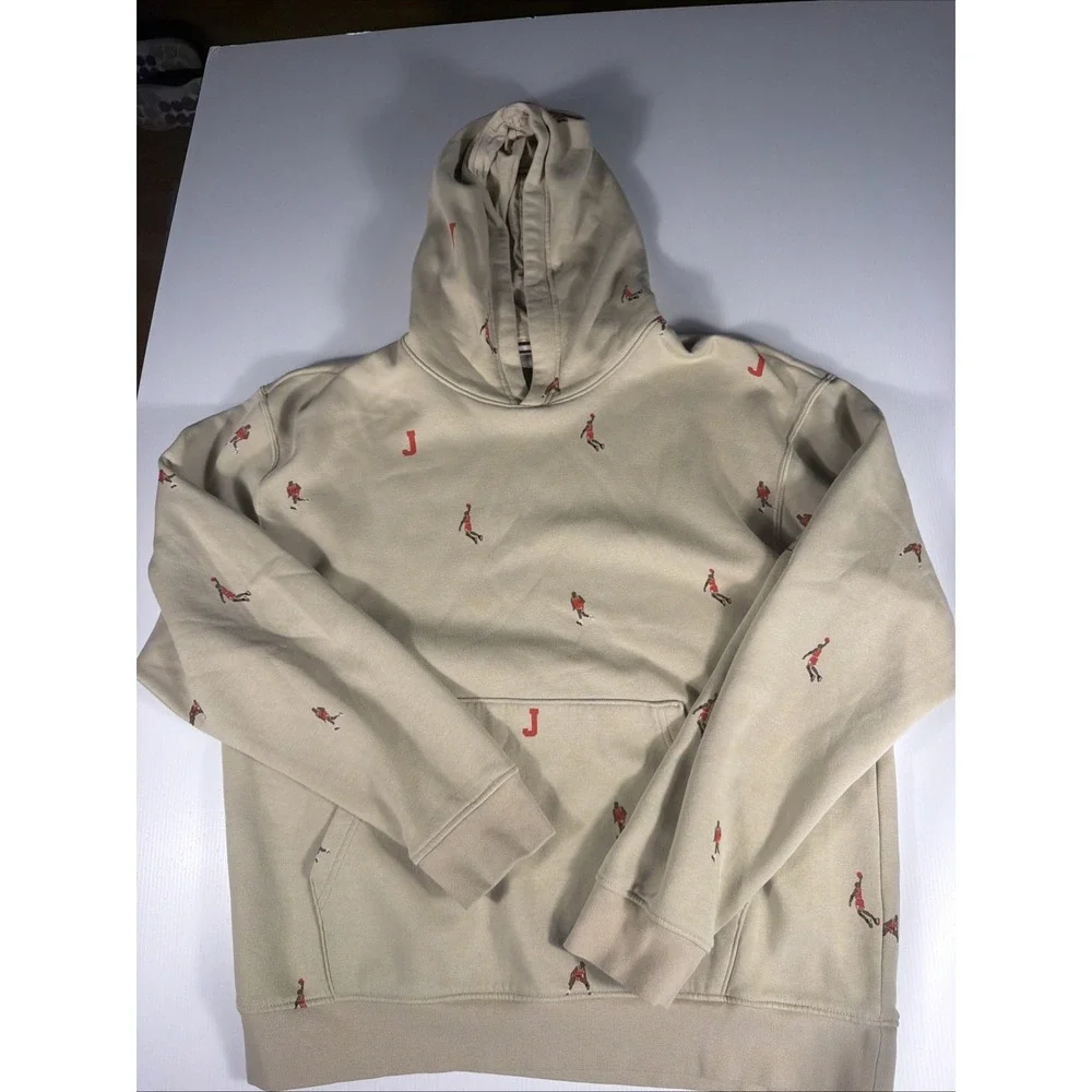 Jordan Air Jordan Beige Jumpman All Over Print Hoodie Size M
